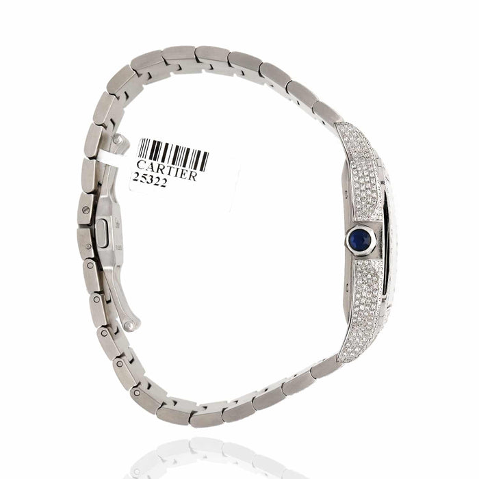 Cartier Santos Large 9.75CTW Natural Diamond Custom Full Pave Automatic Watch - WJD Exclusives
