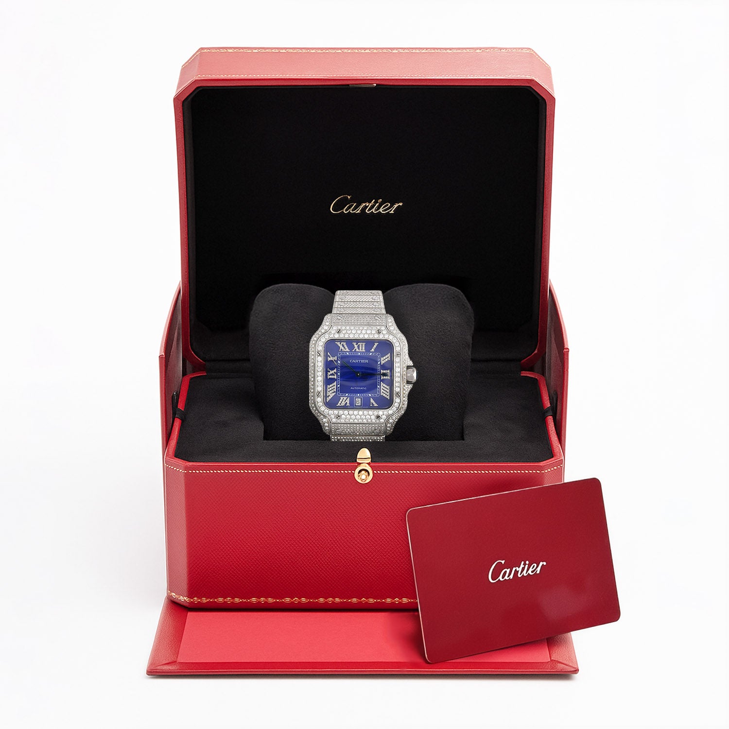 Cartier Santos 9.75CTW Diamond Automatic Watch - Luxurious Elegance