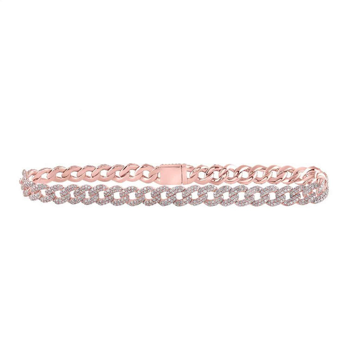 4.67CTW Natural Diamond Pavé 10K Yellow & Rose Gold Cuban Curb Bracelet (Solid Links) 8.5" - WJD Exclusives