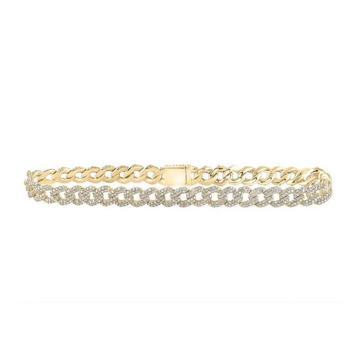 4.67CTW Natural Diamond Pavé 10K Yellow & Rose Gold Cuban Curb Bracelet (Solid Links) 8.5" - WJD Exclusives