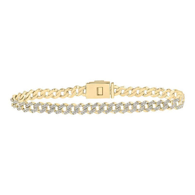 3.06CTW Natural Diamond 10K Yellow Gold Modern Edge Miami Bracelet (Solid Links) 8.5" - WJD Exclusives