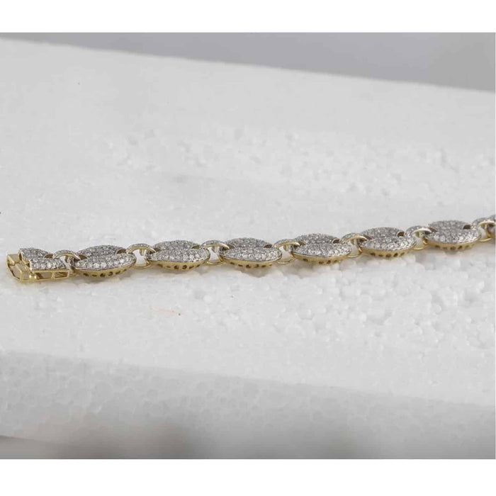 5CTW Natural Diamond Pavé 10K Yellow Gold Puffed Anchor Mariner Bracelet (Solid Links) 8.5" - WJD Exclusives