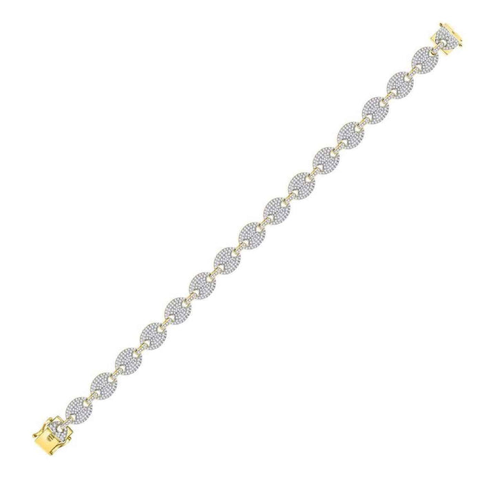 5CTW Natural Diamond Pavé 10K Yellow Gold Puffed Anchor Mariner Bracelet (Solid Links) 8.5" - WJD Exclusives
