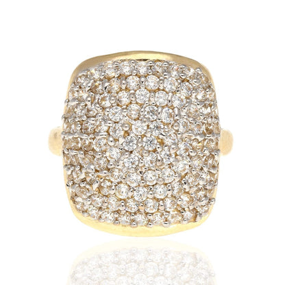 10k Gold Yellow CZ Micro Pave Unisex Signet Ring