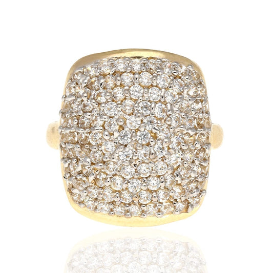 10k Gold Yellow CZ Micro Pave Unisex Signet Ring