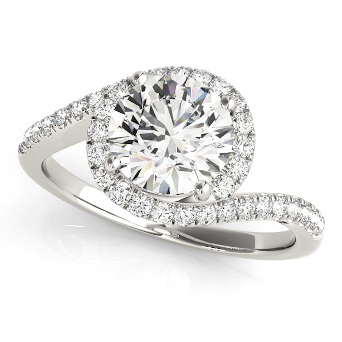 2.50CTW Lab-Grown Diamond 18K Gold White Halo Twist Swirl Engagement Ring