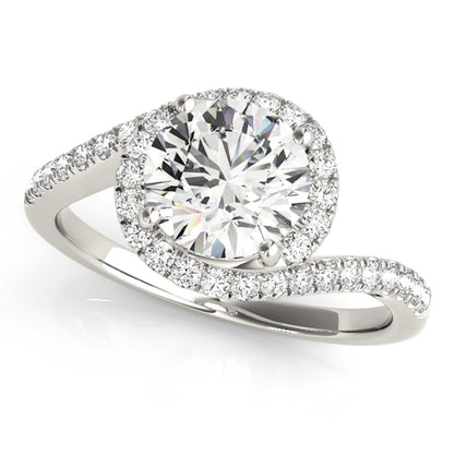 2.50CTW Lab-Grown Diamond 18K Gold White Halo Twist Swirl Engagement Ring