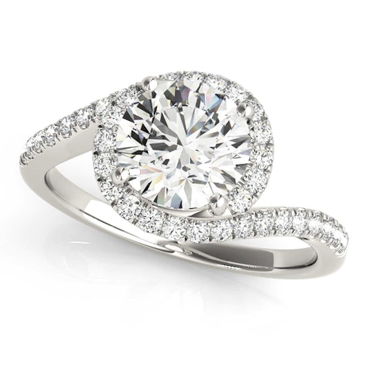 2.50CTW Lab-Grown Diamond 18K Gold White Halo Twist Swirl Engagement Ring