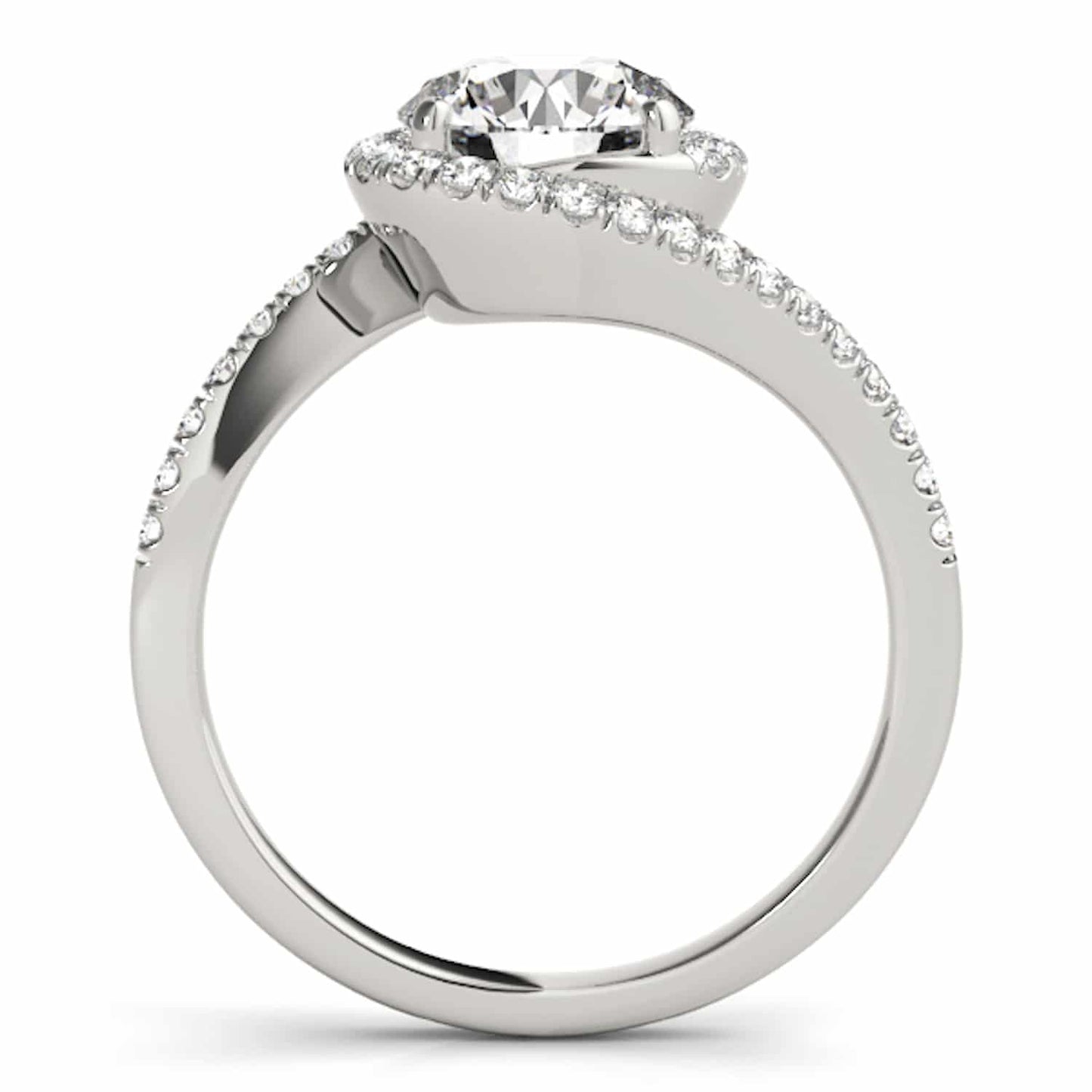 2.50CTW Lab-Grown Diamond 18K Gold White Halo Twist Swirl Engagement Ring