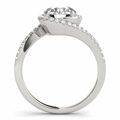 2.50CTW Lab-Grown Diamond 18K Gold White Halo Twist Swirl Engagement Ring