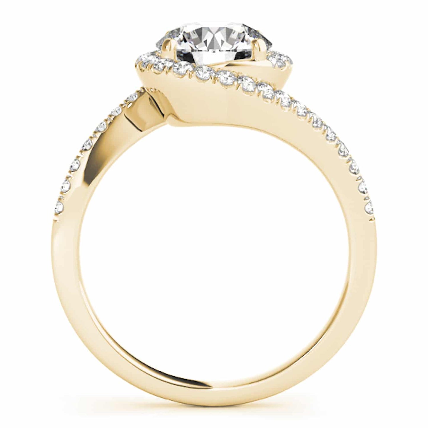 2.50CTW Lab-Grown Diamond 18K Gold Yellow Halo Twist Swirl Engagement Ring