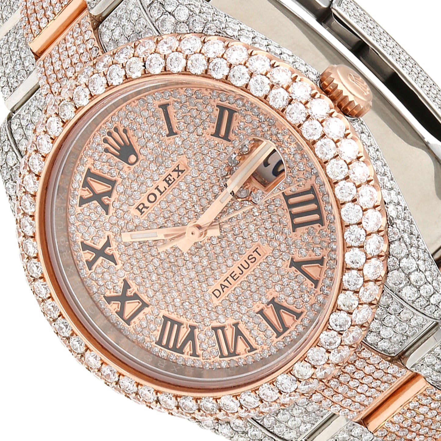 Rolex Datejust Automatic 18K Gold 2-Tone Custom Natural Diamond Pave 41mm Watch