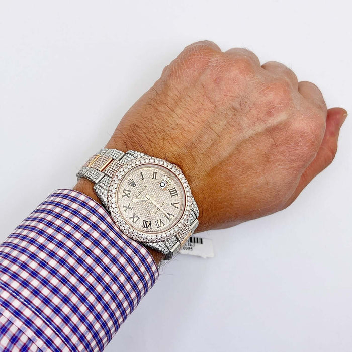 Rolex Datejust Automatic 18K Gold 2 - Tone Custom Natural Diamond Pave 41mm Watch - WJD Exclusives