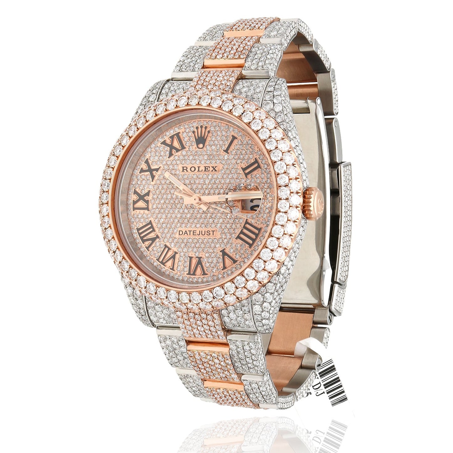 Rolex Datejust Automatic 18K Gold 2-Tone Custom Real Diamond Pave 41mm Watch