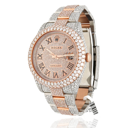 Rolex Datejust Automatic 18K Gold 2-Tone Custom Real Diamond Pave 41mm Watch