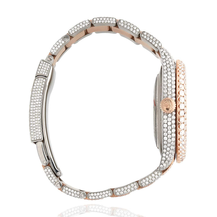 Rolex Datejust Automatic 18K Gold 2 - Tone Custom Natural Diamond Pave 41mm Watch - WJD Exclusives