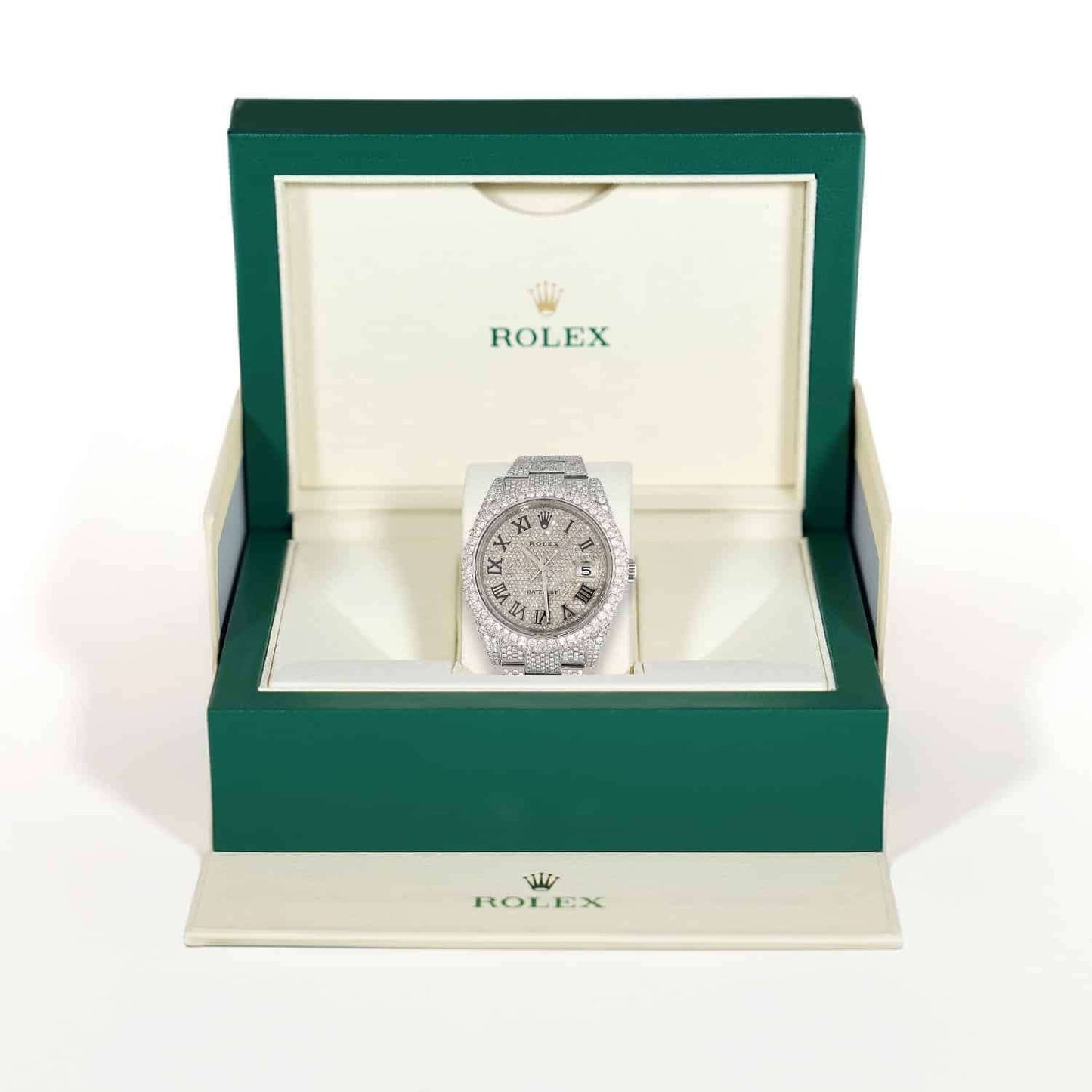 Rolex Datejust Automatic Custom Real Diamond Full Pave 41mm Watch