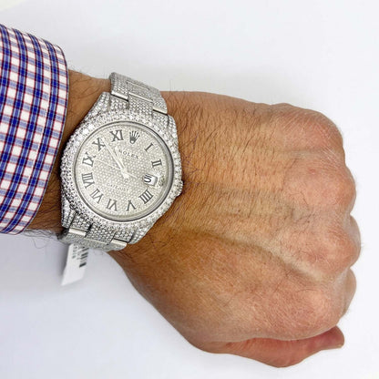 Rolex Datejust Automatic Custom Real Diamond Full Pave 41mm Watch