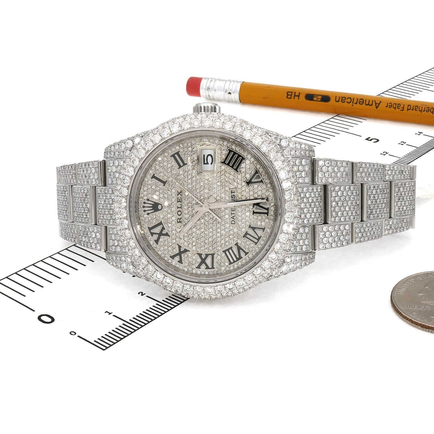 Rolex Datejust Automatic Custom Real Diamond Full Pave 41mm Watch
