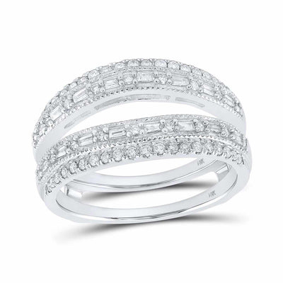 0.50CTW Natural Diamond 14K Gold White Baguette Wrap Guard Ring Enhancer - WJD Exclusives