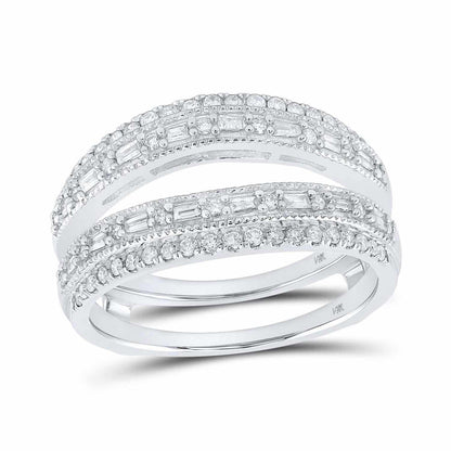 0.50CTW Real Diamond 14K Gold White Baguette Wrap Guard Ring Enhancer