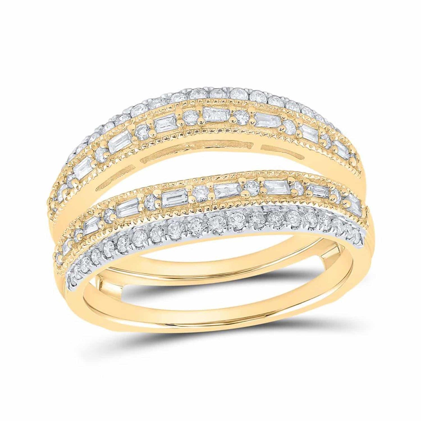 0.50CTW Real Diamond Baguette 14K Gold Yellow Wrap Ring Enhancer