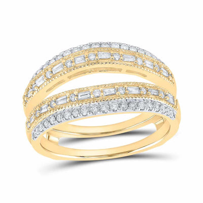 0.50CTW Natural Diamond Baguette 14K Yellow Gold Wrap Ring Enhancer - WJD Exclusives