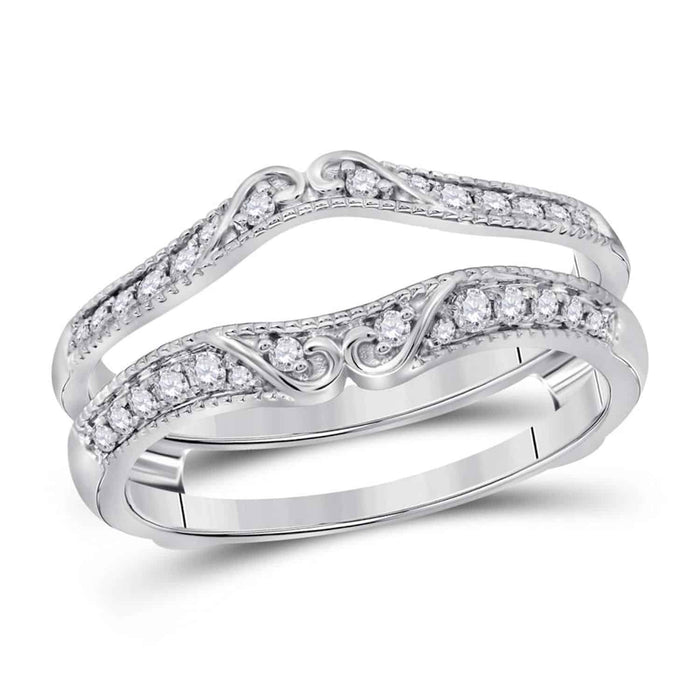 0.25CTW Natural Diamond 14K Gold White Milgrain Wrap Ring Enhancer - WJD Exclusives