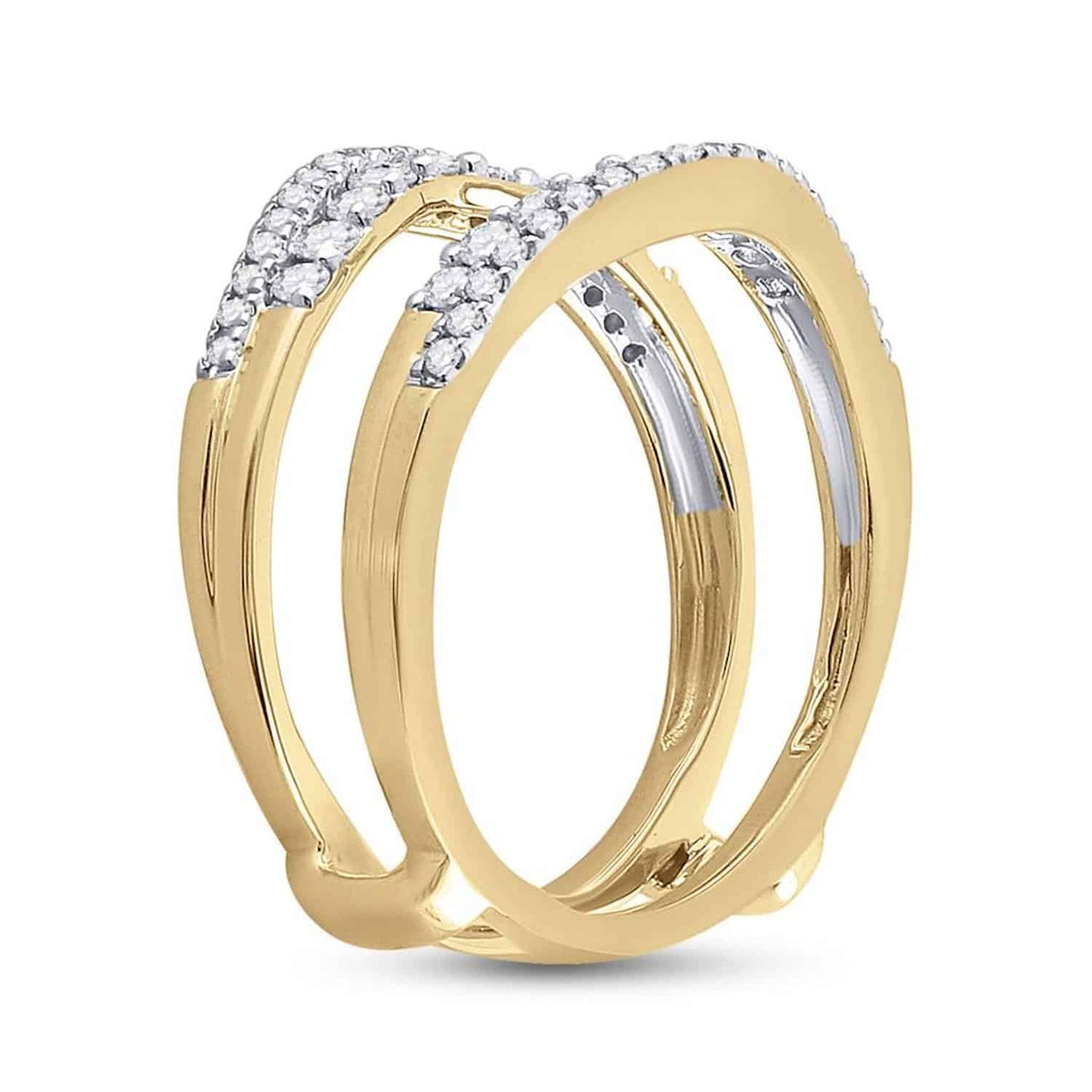 0.50CTW Real Diamond 14k Gold Yellow Wrap Ring Enhancer