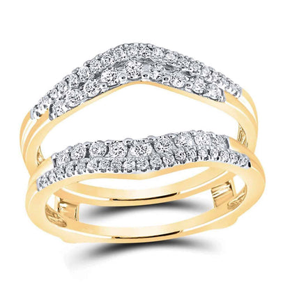 0.50CTW Real Diamond 14k Gold Yellow Wrap Ring Enhancer