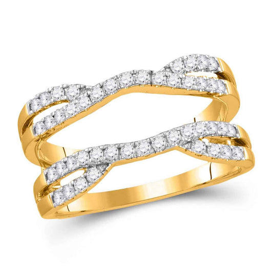 0.50CTW Real Diamond 14K Gold Yellow Wedding Wrap Guard Ring Enhancer
