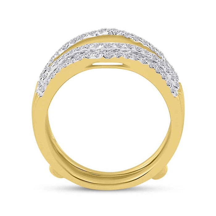 0.50CTW Natural Diamond 14K Yellow Gold Chevron Wrap Wedding Band Ring Enhancer - WJD Exclusives