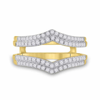 0.50CTW Real Diamond 14K Gold Yellow Chevron Wrap Wedding Band Ring Enhancer