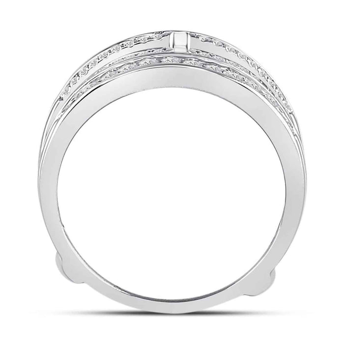 0.50CTW Natural Diamond 14K Gold White Wedding Band Wrap Ring Enhancer - WJD Exclusives