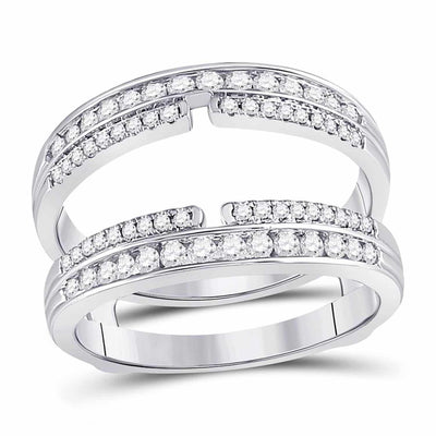 0.50CTW Natural Diamond 14K Gold White Wedding Band Wrap Ring Enhancer - WJD Exclusives