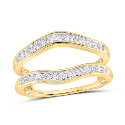 0.50CTW Real Diamond 14K Gold White Chevron Wrap Wedding Band Ring Enhancer