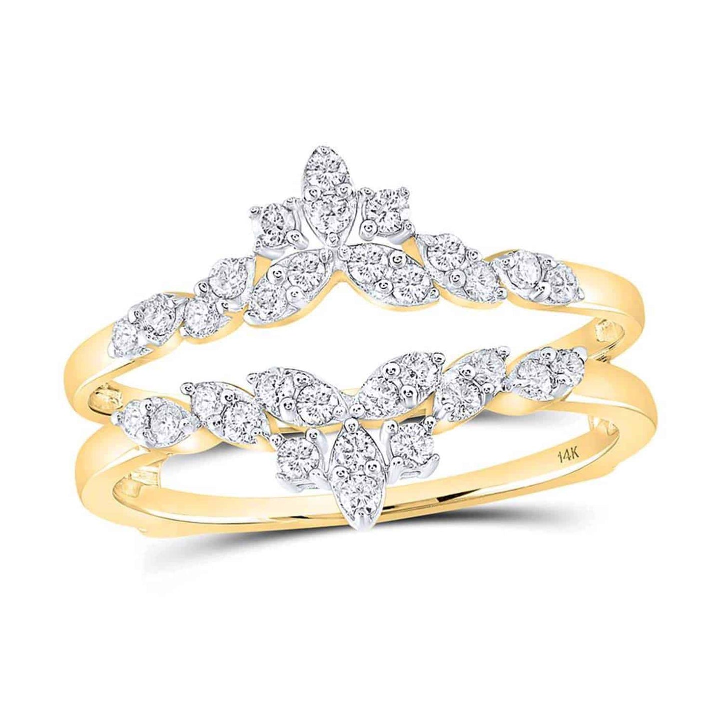 0.35CTW Real Diamond 14K Gold Yellow Chevron Wrap Ring Enhancer