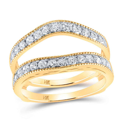 1CTW Natural Diamond 14K Yellow Gold Milgrain Wrap Guard Ring Enhancer - WJD Exclusives