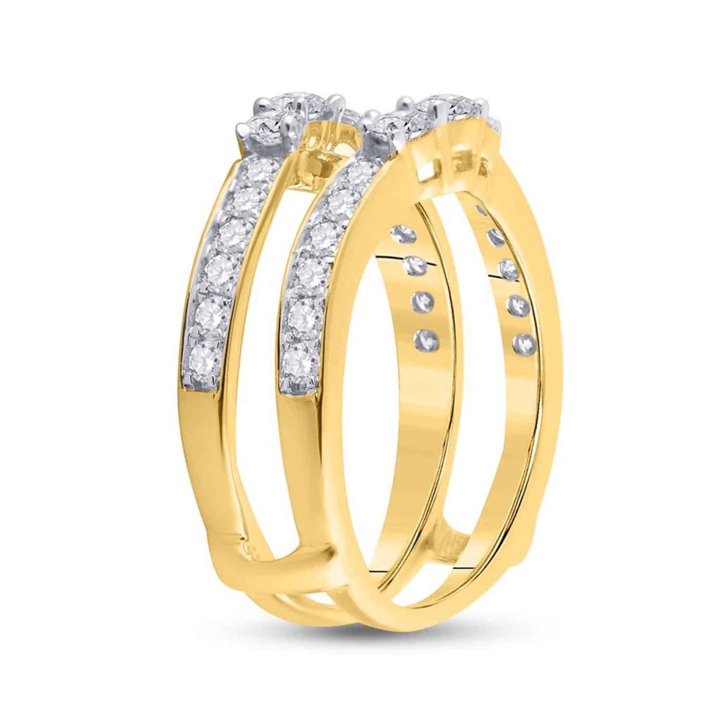 1CTW Real Diamond 14K Gold Yellow Wrap Guard Ring Enhancer