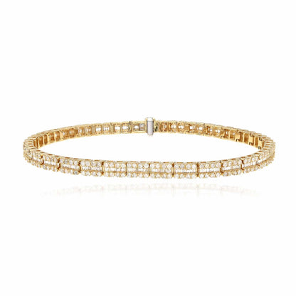 4CTW Real Diamond Baguette Round 14K Gold Tennis Bracelet 8"