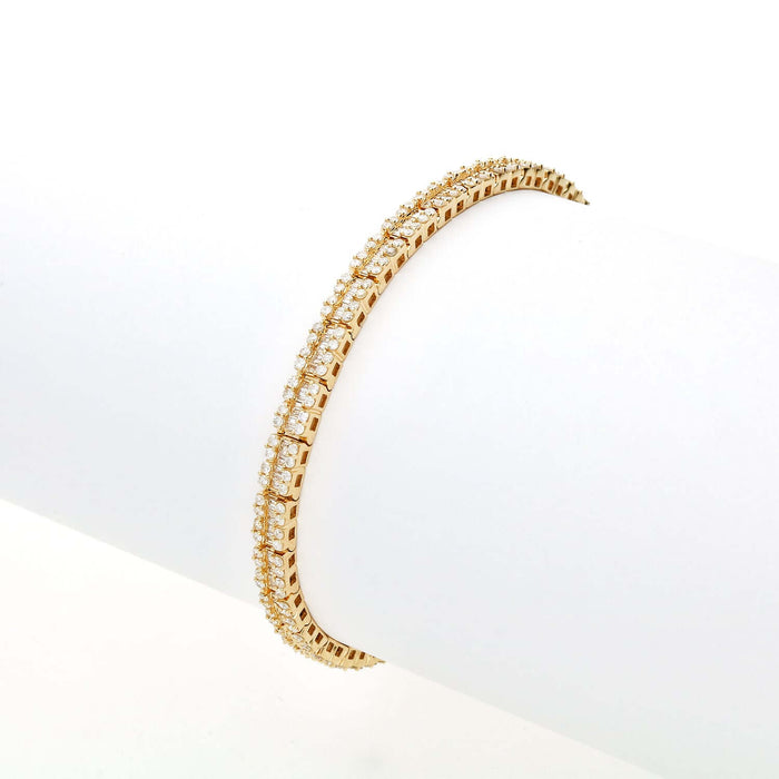 4CTW Natural Diamond 14K Yellow Gold Baguette Round Tennis Bracelet 8" - WJD Exclusives