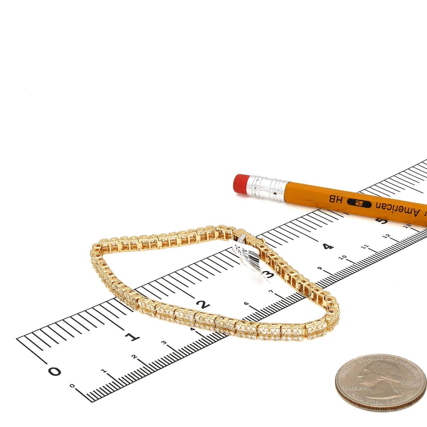 4CTW Real Diamond Baguette Round 14K Gold Tennis Bracelet 8"