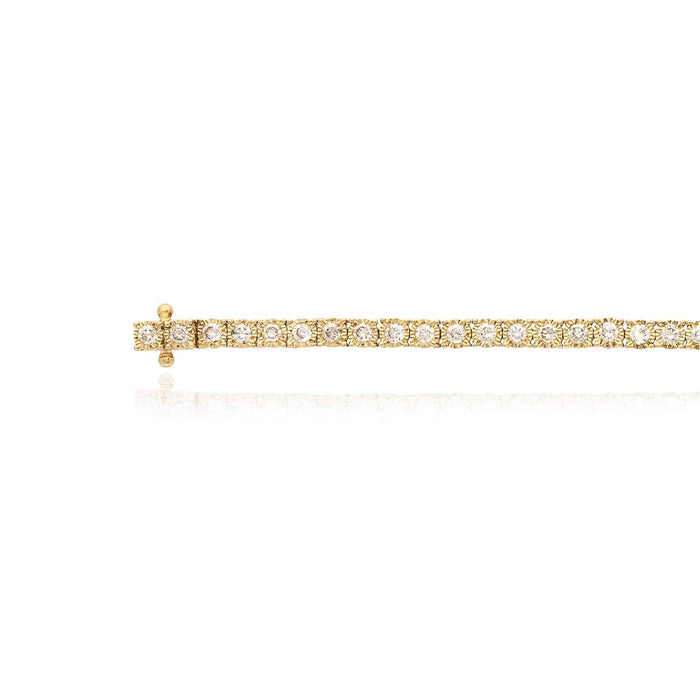 2.80CTW Natural Diamond 10K Yellow Gold Bezel Tennis Bracelet 7" - WJD Exclusives