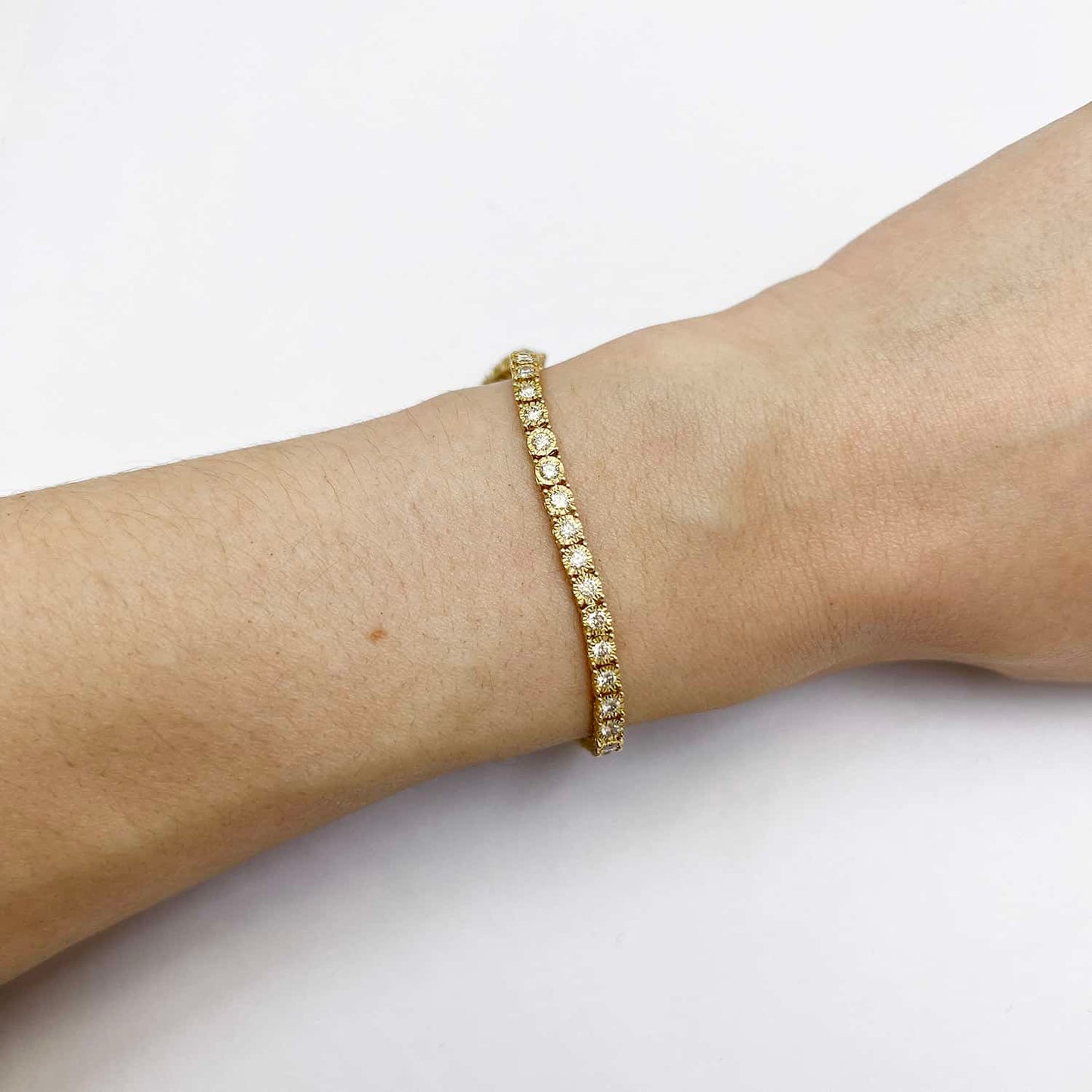 2.80CTW Real Diamond 10K Gold Yellow Bezel Tennis Bracelet 7"
