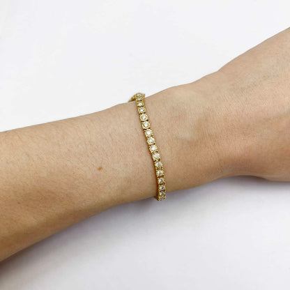 2.80CTW Real Diamond 10K Gold Yellow Bezel Tennis Bracelet 7"