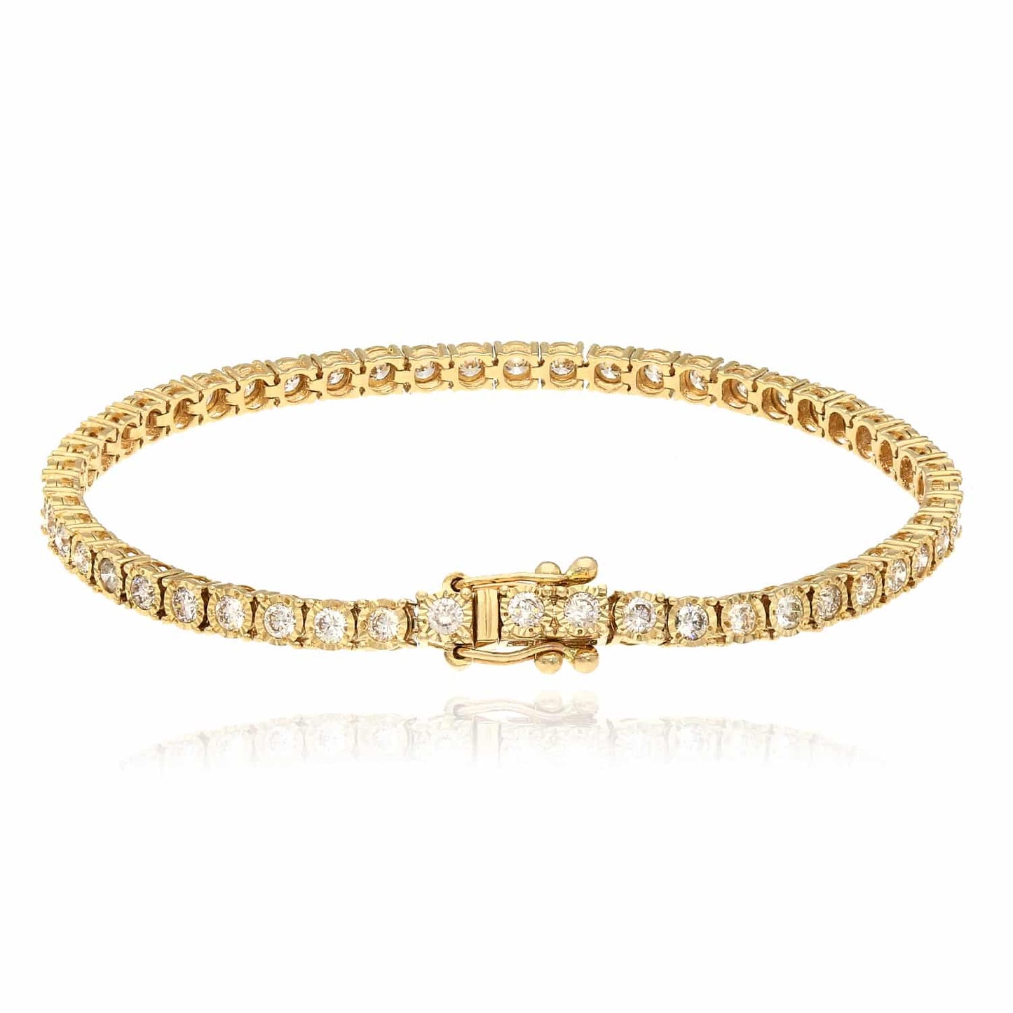 2.80CTW Real Diamond 10K Gold Yellow Bezel Tennis Bracelet 7"