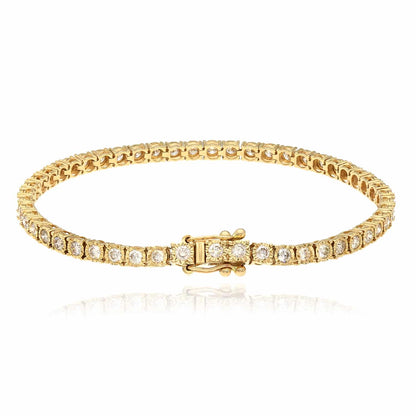 2.80CTW Real Diamond 10K Gold Yellow Bezel Tennis Bracelet 7"