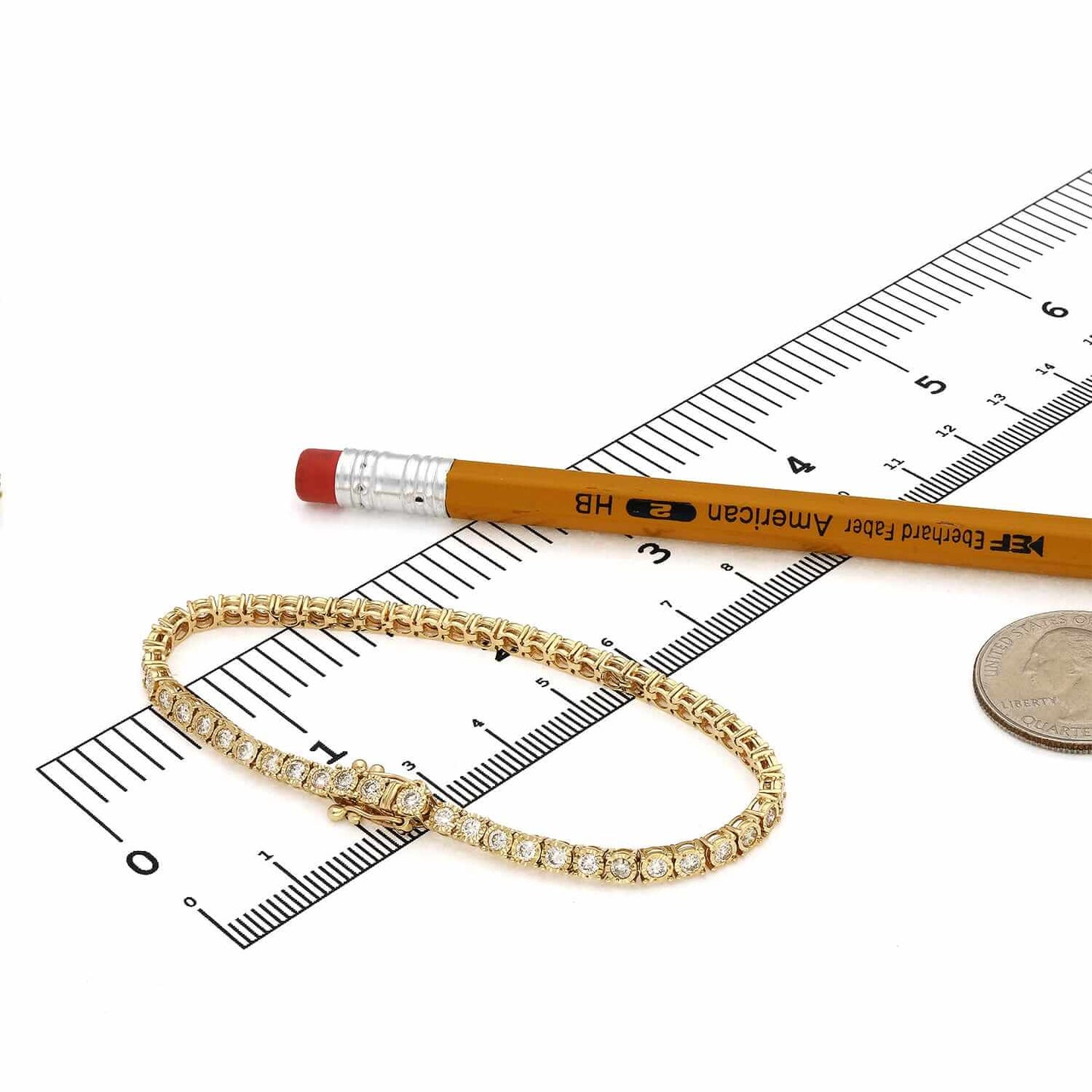 2.80CTW Real Diamond 10K Gold Yellow Bezel Tennis Bracelet 7"