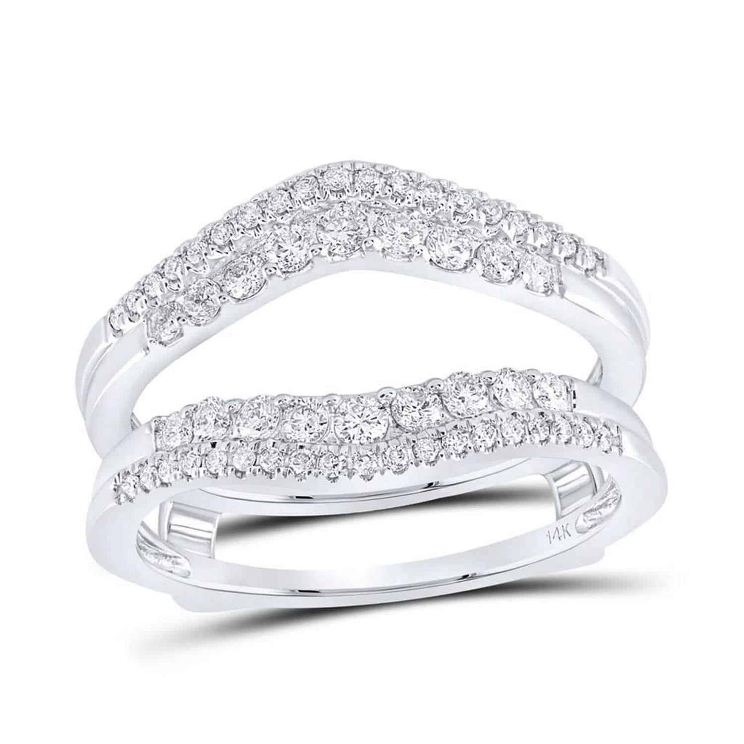 0.50CTW Real Diamond 14K Gold White Double Raw Wrap Ring Enhancer
