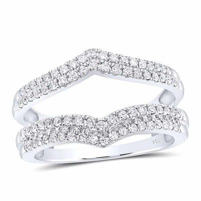 0.50CTW Natural Diamond 14K Gold White Chevron Wrap Ring Enhancer - WJD Exclusives